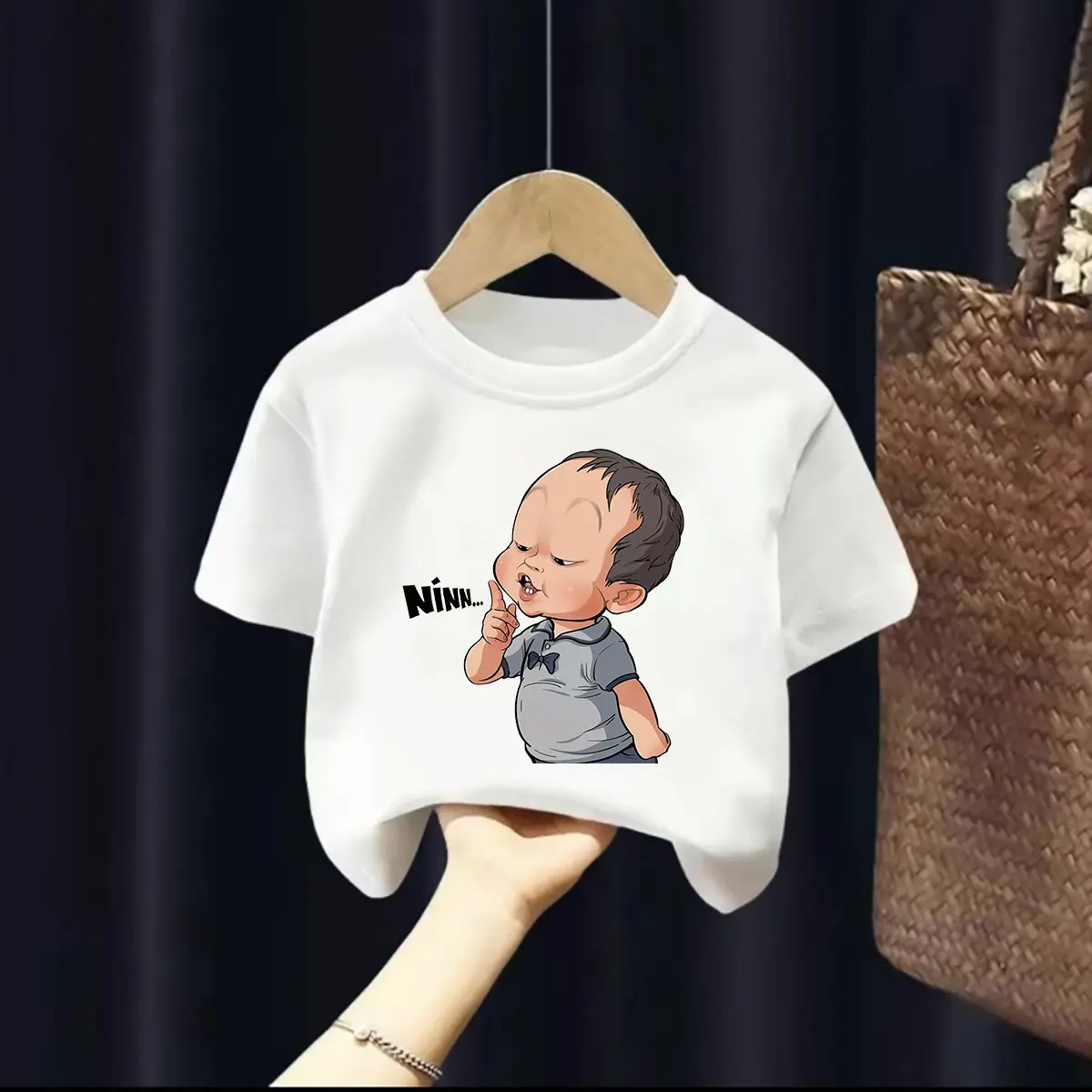 Áo thun trẻ em Áo COTTON mát mịn In Hình MEME EM BÉ "NÍN" dễ thương cho bé trai và bé gái Vải Cotton Baby Tee Women Top Voi Cổ Tròn Heart Tre áo  baby Jean áo  baby áo  có
