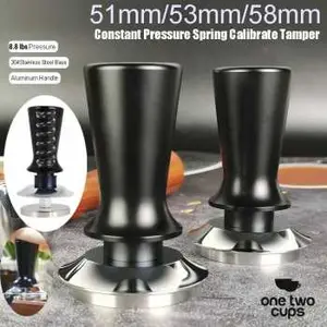 One Two Cups Tamper Kopi Espresso Flat Base Spring Loaded 51mm - FEN59