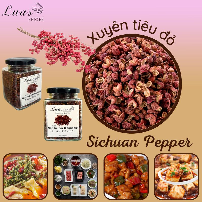 Hạt hoa tiêu đỏ Tứ Xuyên Xuyên tiêu cay tê - Sichuan Pepper - Gia vị chuẩn Á Âu