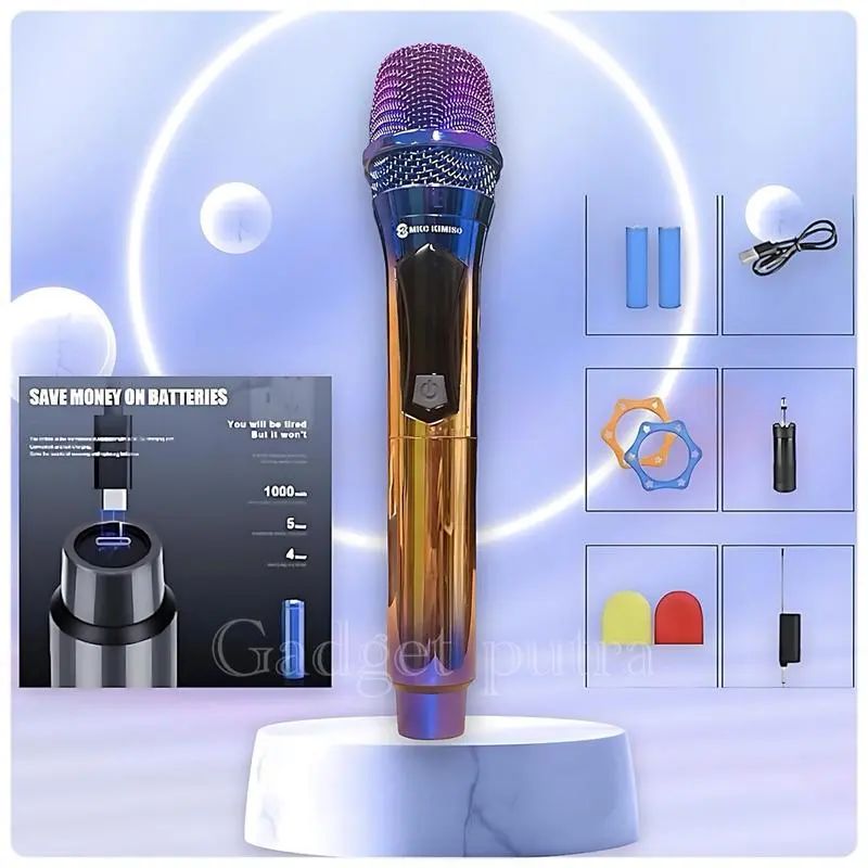 MKC KIMISO Mic wireless LT-118 rainbow  with receiver 1mic/ single mic bluetooth multi michrophone wireles pengisian tipe charging