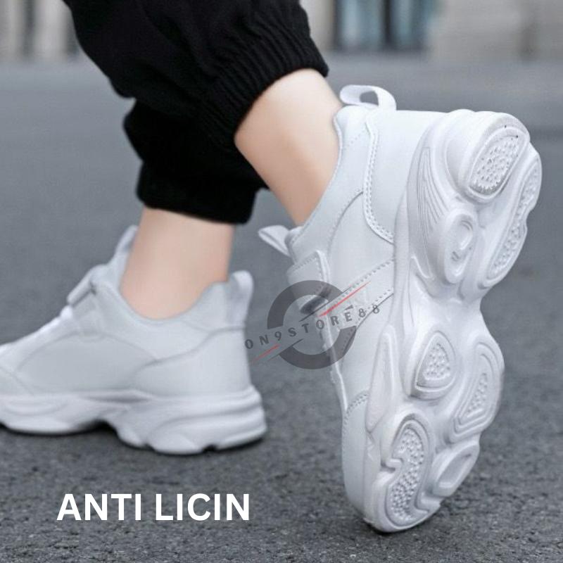 Sepatu sekolah full hitam bahan kulit untuk Sd smp sma 1