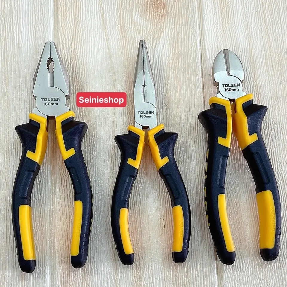Bộ 3 kìm điện - cắt - nhọn TOLSEN, thép CR-V, tay cầm bọc TPR