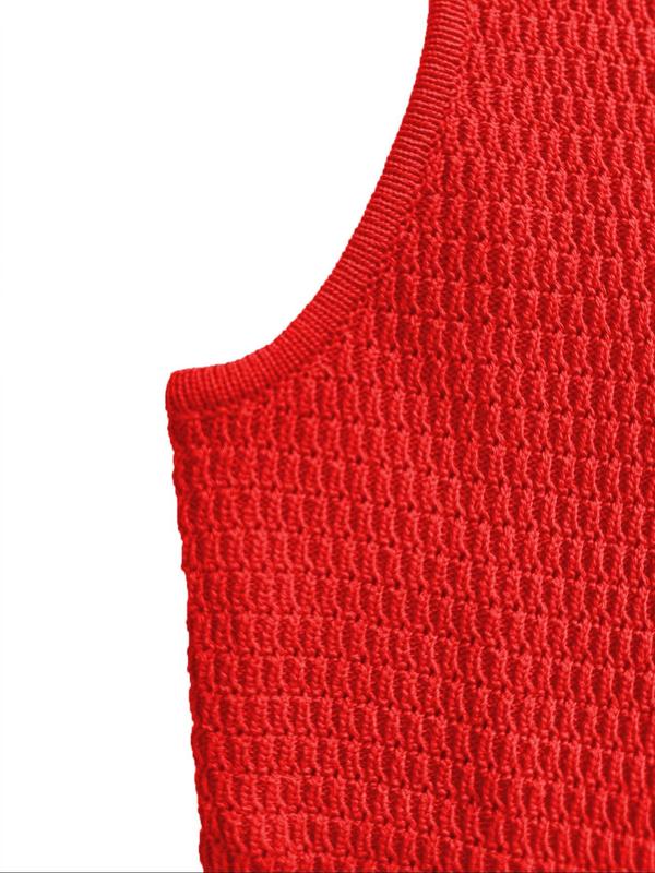 Women's Plain Button Pocket Vest Jacket, Casual Sleeveless Round Neck Knit Top for Summer, Ladies Clothes for Daily Wear 6