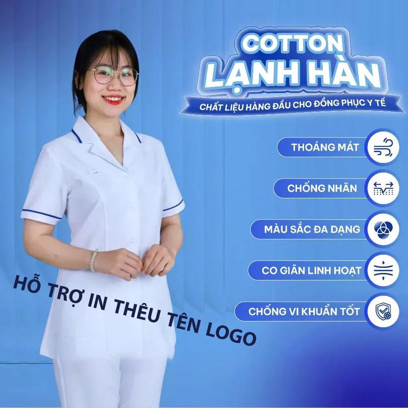 Áo blouse trắng VIỀN xanh dương CAO CẤP, Áo blue y tế dành cho Nam - Nữ Y tá, Điều dưỡng