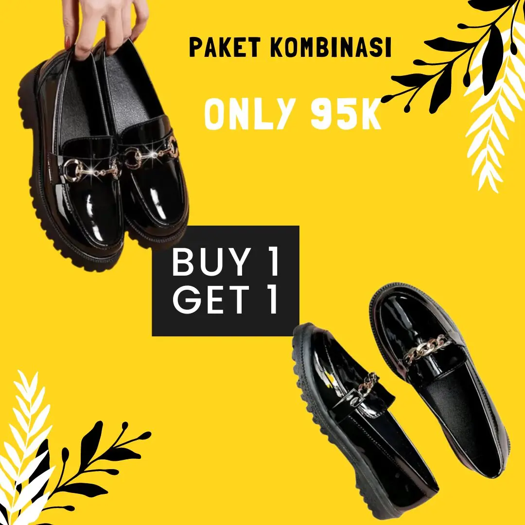 Sepatu Wanita Kerja Hitam Rantai Terbaru Diana Sol 3 Cm Anti Slip - Sendal
