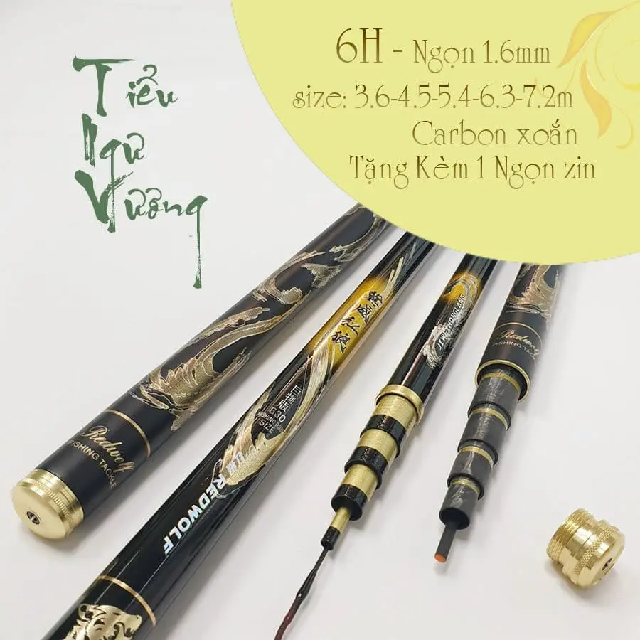 Cần câu tay Tiểu Ngư Vương 6H chất liệu carbon Tặng 1 ngọn phụ