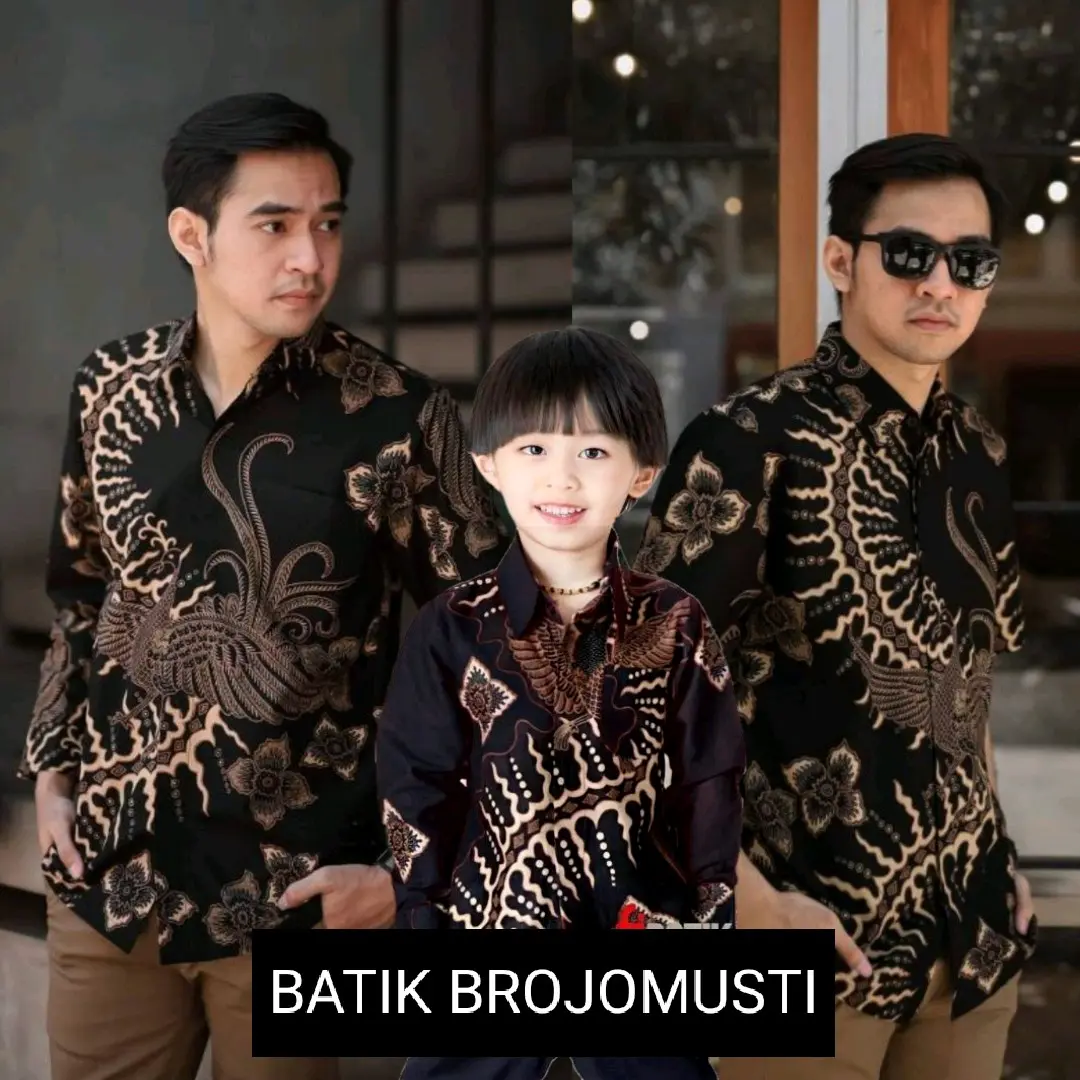 Kemeja Batik Pria Ayah Dan Anak Laki-laki Lengan Panjang Umur 2-12 Tahun - Baju Batik Seragam Sekolah Dan Kantor Bahan Katun Prima Cowok Atasan Pendek Motif