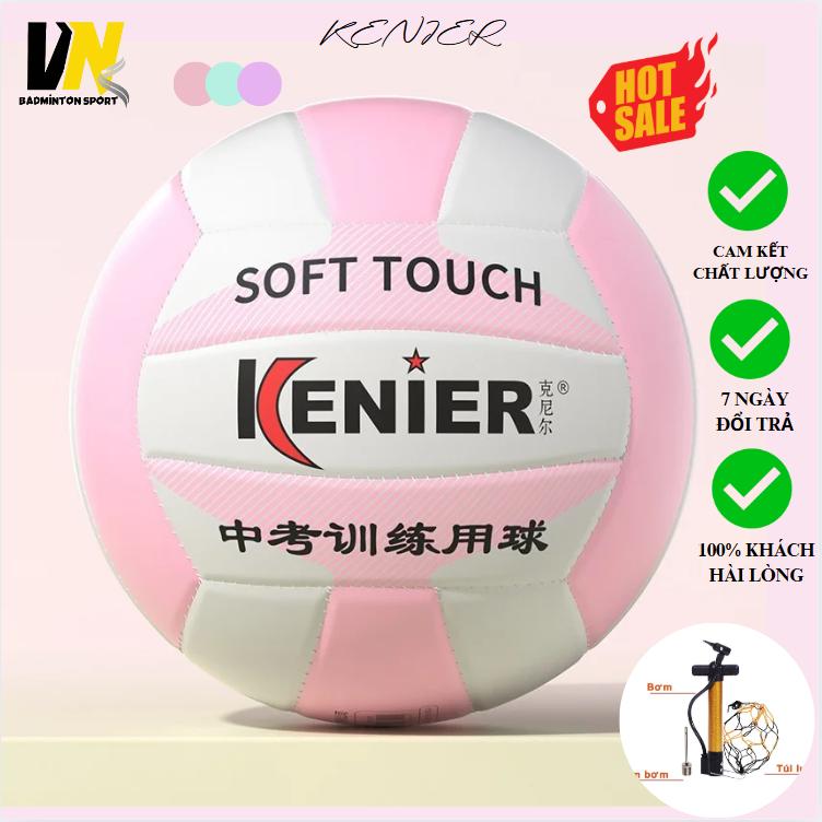 Bóng chuyền da Kenier chất lượng cao, Tặng kèm bộ bơm, kim, túi lưới, Banh bóng chuyền da PU mềm mại không đau tay