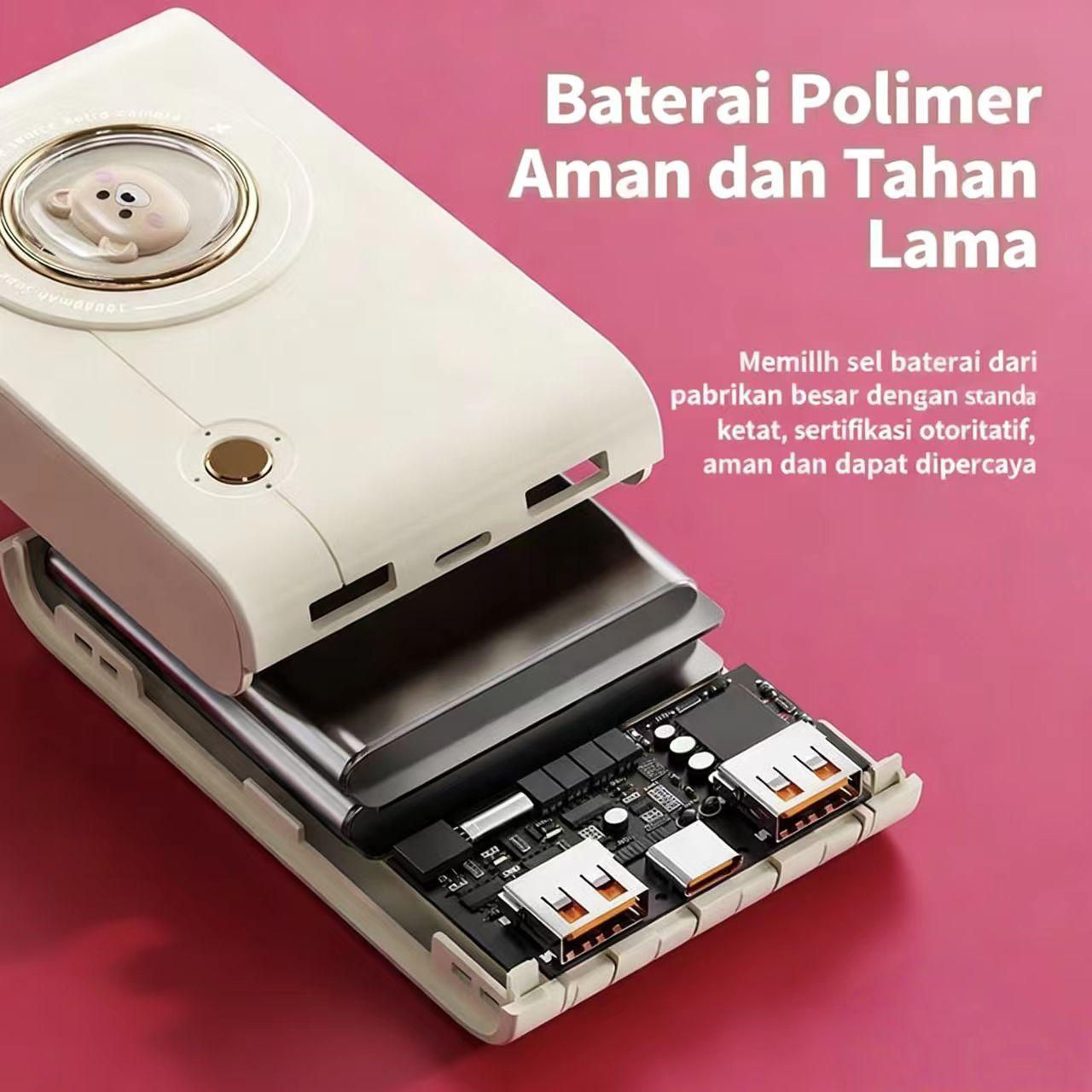 Power Bank Kamera Lucu, Charger Berkualitas Tinggi 30000mAh, Kompatibel dengan Samsung, iPhone, dan Ponsel Android, Antarmuka Type-C, 4 Port USB, Universal untuk Semua Ponsel