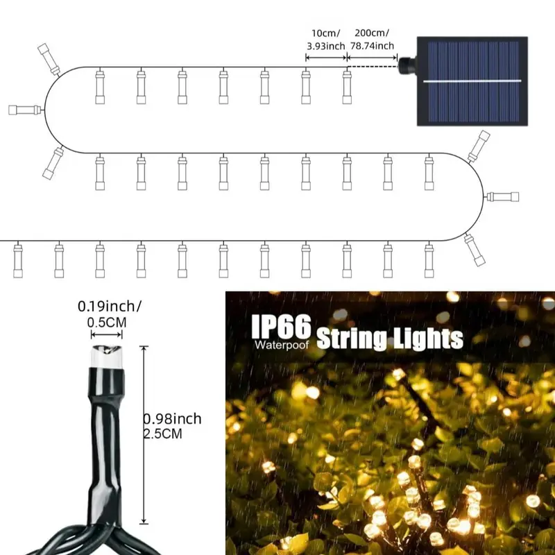 Solar Powered LED String Light, 32M 300LEDs Solar Holiday Lighting with 8 Lighting Modes, Outdoor Waterproof Decoration Light for Garden, Patio, Yard 1