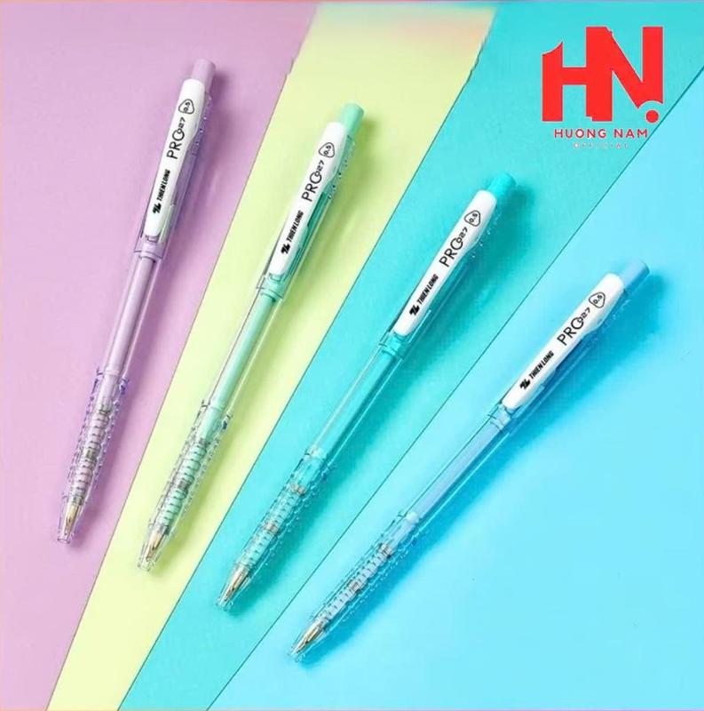 Bút bi màu pastel PRO 027 Thiên Long TL-105 mực xanh / Bút TL105 ngòi 0.5mm có ruột BPR-015 thay thế