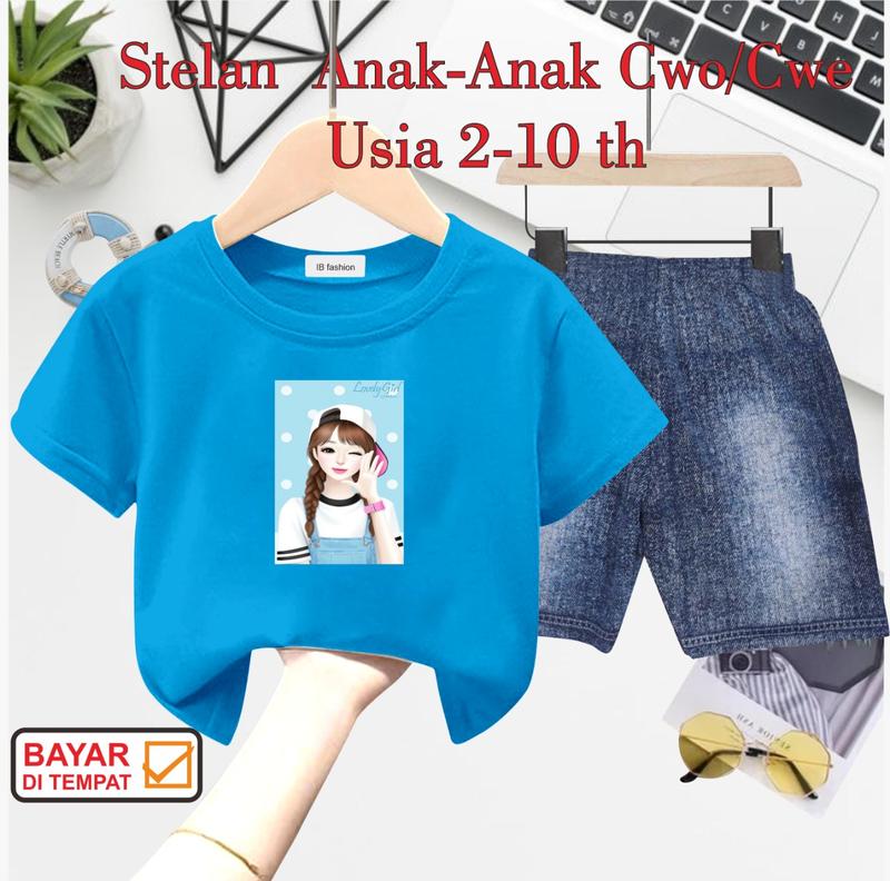 STELAN ANAK PEREMPUAN DIGITAL SABLON CEWEK TOPI 1