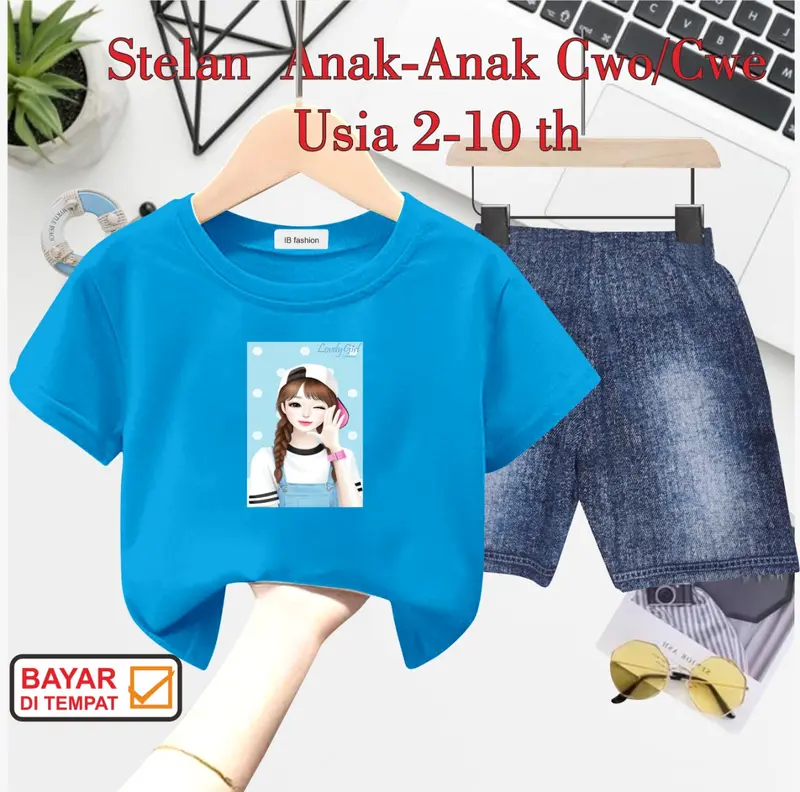STELAN ANAK PEREMPUAN DIGITAL SABLON CEWEK TOPI 1