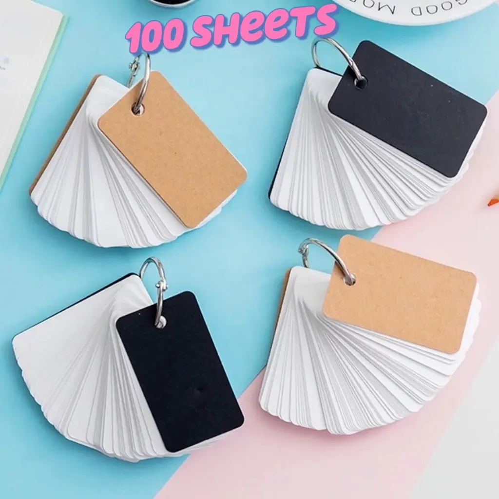100 Sheets Loose Pages Blank Coil Note DIY Word Card Buckle Note with ring