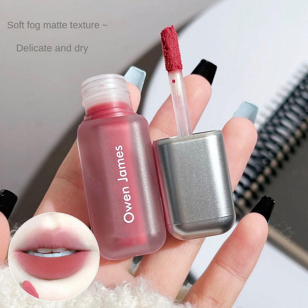 ลิปกลอสเนื้อแมท OWEN JAMES ลิปสติกกำมะหยี่สีน้ำตาลติดทนนาน