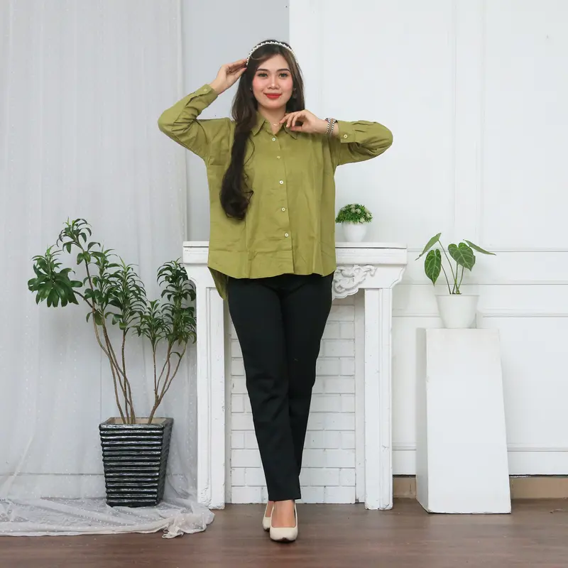 KEMEJA NELKA SHIRT TOP HITS OOTD SELEBGRAM FASHION GROSIR MURAH WANITA TERBEST SELLER Polos Hitam Putih Baju Kain 6