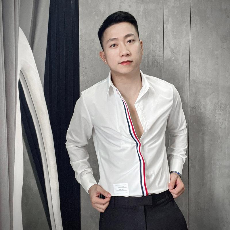 Sơmi nam dài tay GD-NP08 chất liệu vải cotton nến áo thiết kế sọc may trên nẹp che khuy áo có size 40-90kg có 2 màu trắng và đen của nhà DUMIMAN Menswear Shirt   Có Cổ Nhung Jean sominam  dep