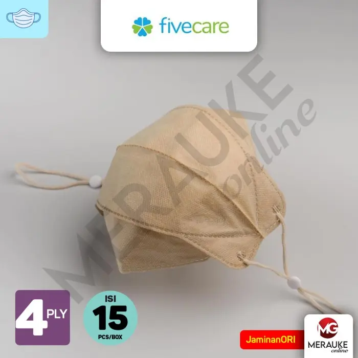 Masker FIVECARE 4D Earloop Surgical 4 Ply The Basic Series Box isi 15s 2
