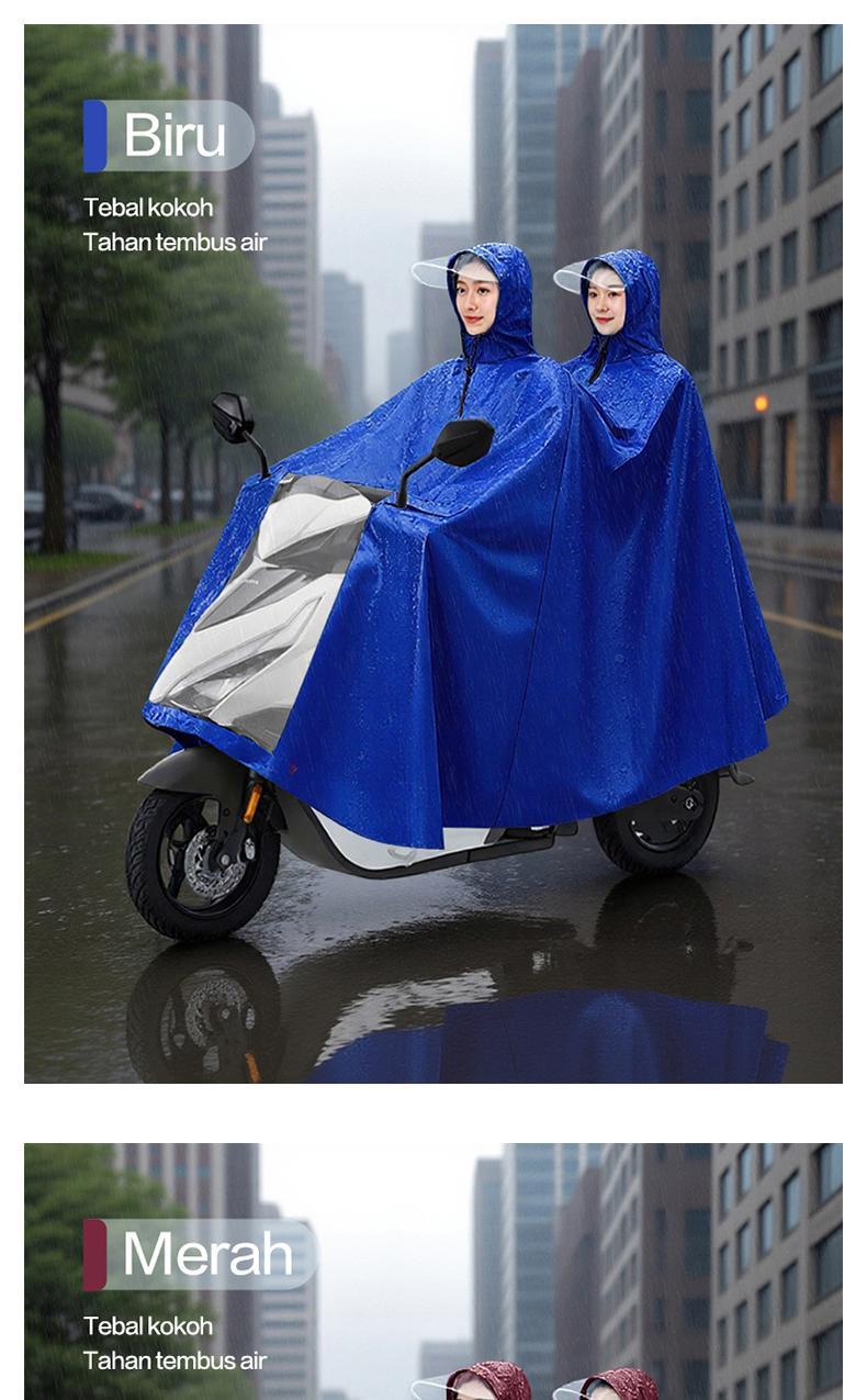 Jas hujan terbaru untuk dua orang, jas hujan motor yang modis dan tahan lama, tebal dan anti air, cocok untuk berkendara motor, bisa digunakan pria dan wanita