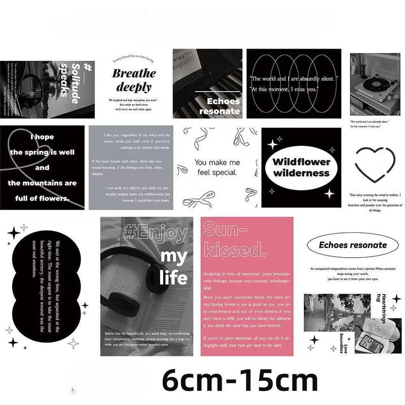 Product Introduction of 15pcs Ins English Card, Indoor Bedroom Wall Photo Background Wall Material, Atmosphere Background Photo Props Wall Paste, Senior Decorative Diy Wall Paste Vinly Decal 14