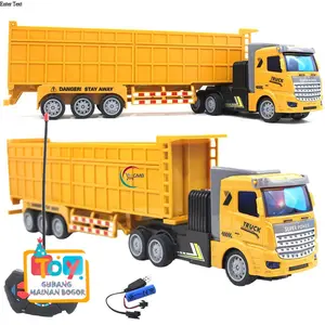 GROSIR MAINAN ANAK MOBIL RC KONTRUKSI TRUCK KONTAINER TRANSPORT 1:48 RC TRUK PENGANGKUT BARANG 27MHZ 707-Q3