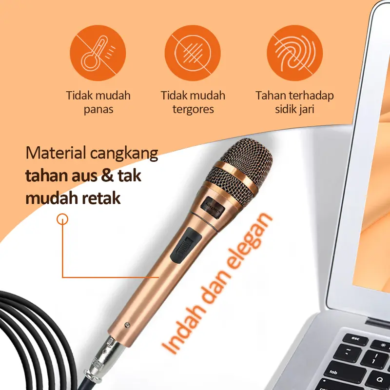 MUSIX - Mikrofon Genggam Perunggu Gandum 3,5 MM Mikrofon Genggam Speaker Langsung Kondensor Komputer Mikrofon Berkabel 1