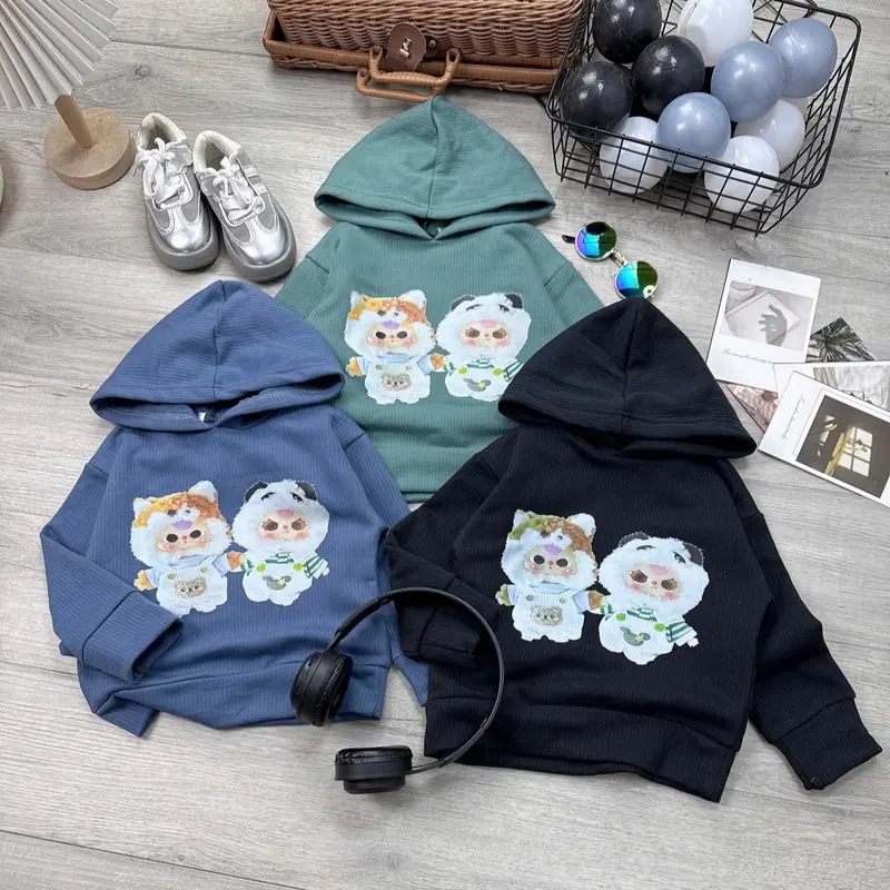 Combo 3 áo nỉ mũ hoodie in hình hót (M1) bé trai,bé gái chất nỉ ngoại lót bông dày vừa,mềm mịn sịn phù hợp thời tiết xuân,thu, đông.Qc cao cấp 1