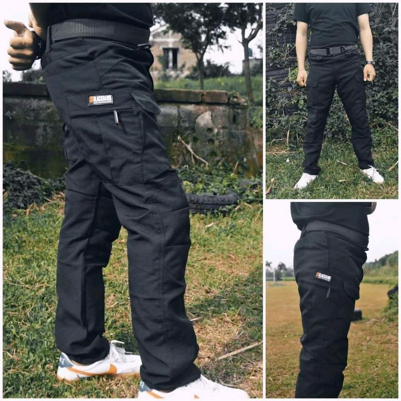 Celana Cargo Tactical celana panjang pria Dewasa Katun Santai Polos Cowok 2