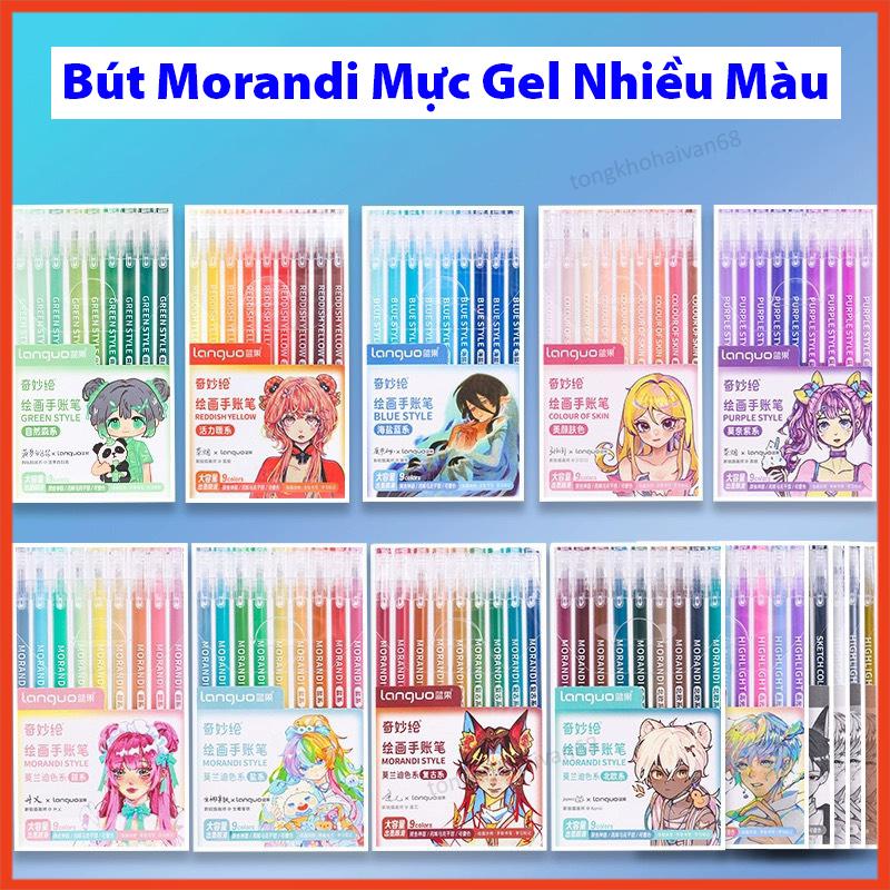 Set 9 bút gel nhiều màu Morandi ngòi 0.5mm bút màu sắc khác nhau dễ thương bút mực morandi cho học sinh