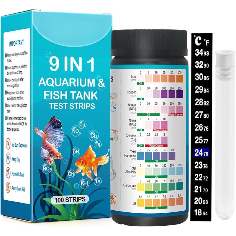 9-in-1 Water Testing Kit Aquarium,100 Strips Aquarium Water Test ...