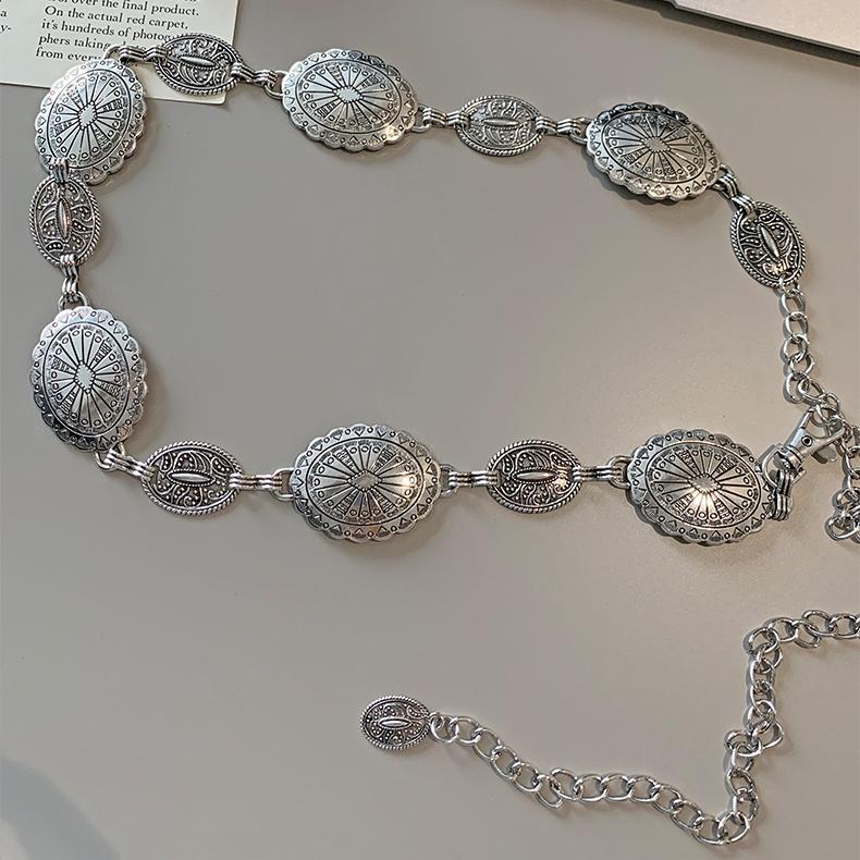 Product Introduction of Vintage waist chain men and women, fashion trends, advanced design, metal belt. 14