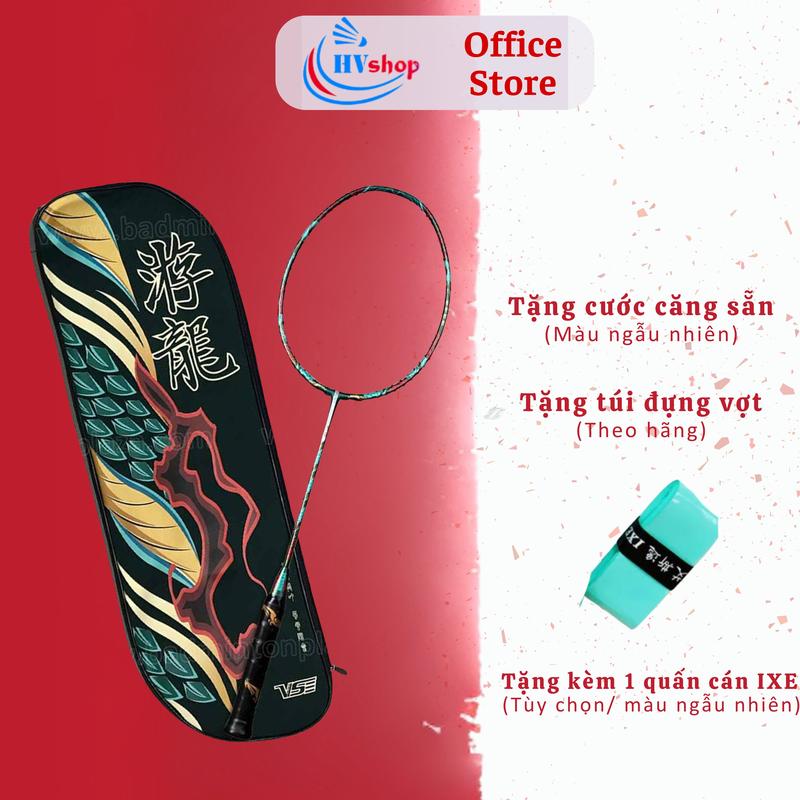 Vợt cầu lông VS Youlong Rồng xanh - Tặng cước căng sẵn màu ngẫu nhiên, tặng 01 quấn cán, tặng 01 túi đựng vợt, BH 06 tháng. Hỗ trợ căng cước khác note tại Ghi chú đơn hàng Cán Vợt Sport Cacbon youlong  rồng