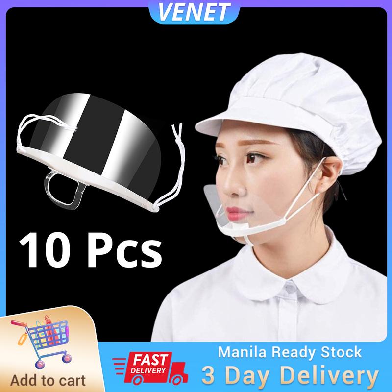10Pcs Open Face Shield Chef Transparent Face Shield Plastic Anti-fog ...