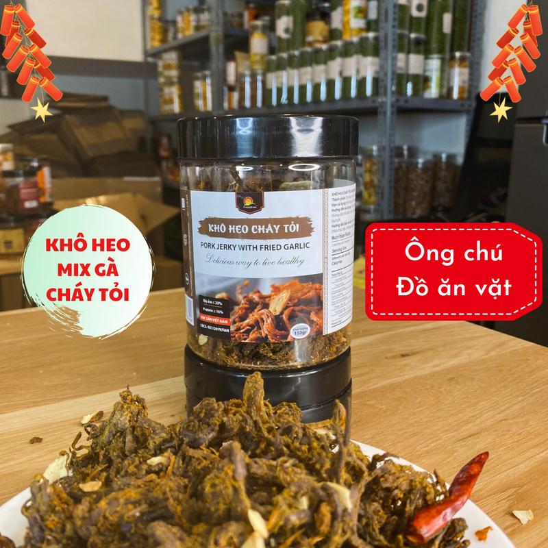 Gà mix Heo cháy tỏi Hũ 150g - Ông chú đồ ăn vặt Snack Chua