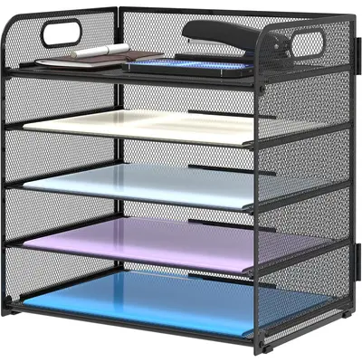 Nicpro Mesh Desk Organizer Set - Black Desktop Organizer With Drawers, Pen Holder & Office Supplies