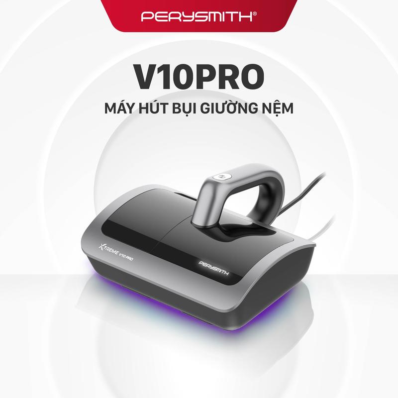 [K] PerySmith V10Pro Máy Hút Bụi Giường Nệm Cầm Tay Hút Bụi Mịn Gọn Nhẹ Đèn Tia UV Diệt Khuẩn - Công Suất 850W, Lực Hút 19.000PA
