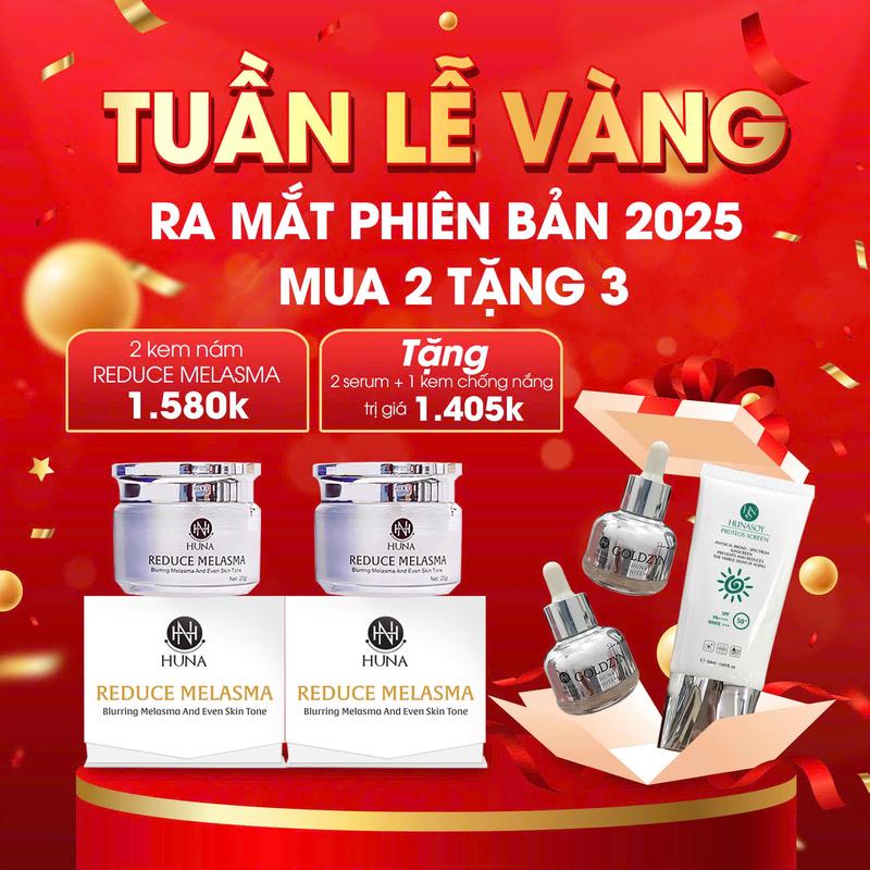 [TUẦN LỄ VÀNG] 2 HỘP KEM NÁM REDUCE MELASMA [TẶNG 2 hộp serum huna + 1 kem chống nắng huna] giúp cải thiện tình trạng nám, tàn nhang