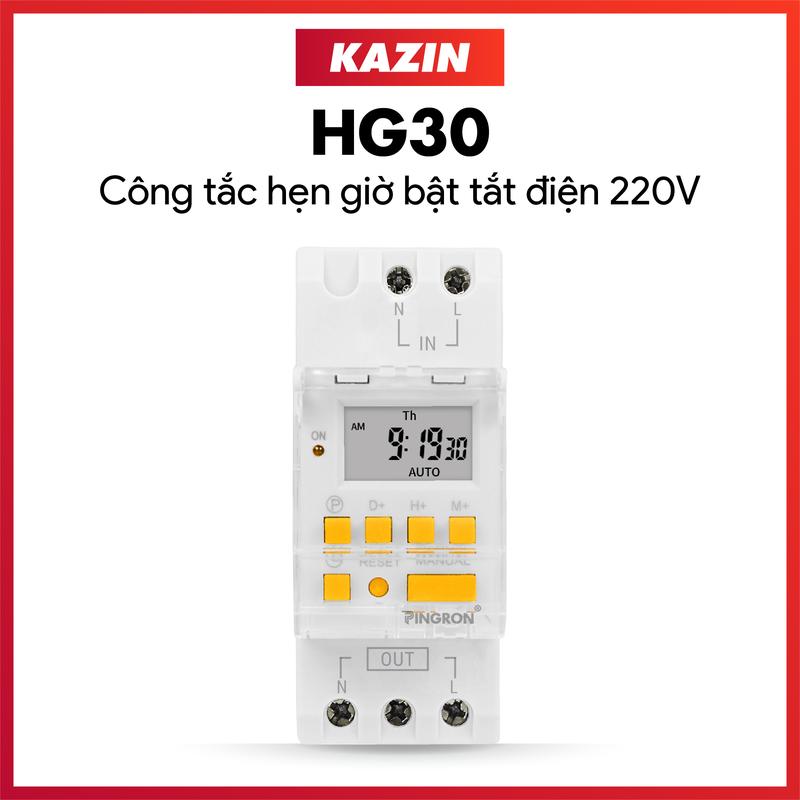 Công tắc hẹn giờ bật tắt điện 220V HG30 công suất lớn 30A, 28 chương trình và thời gian chính xác