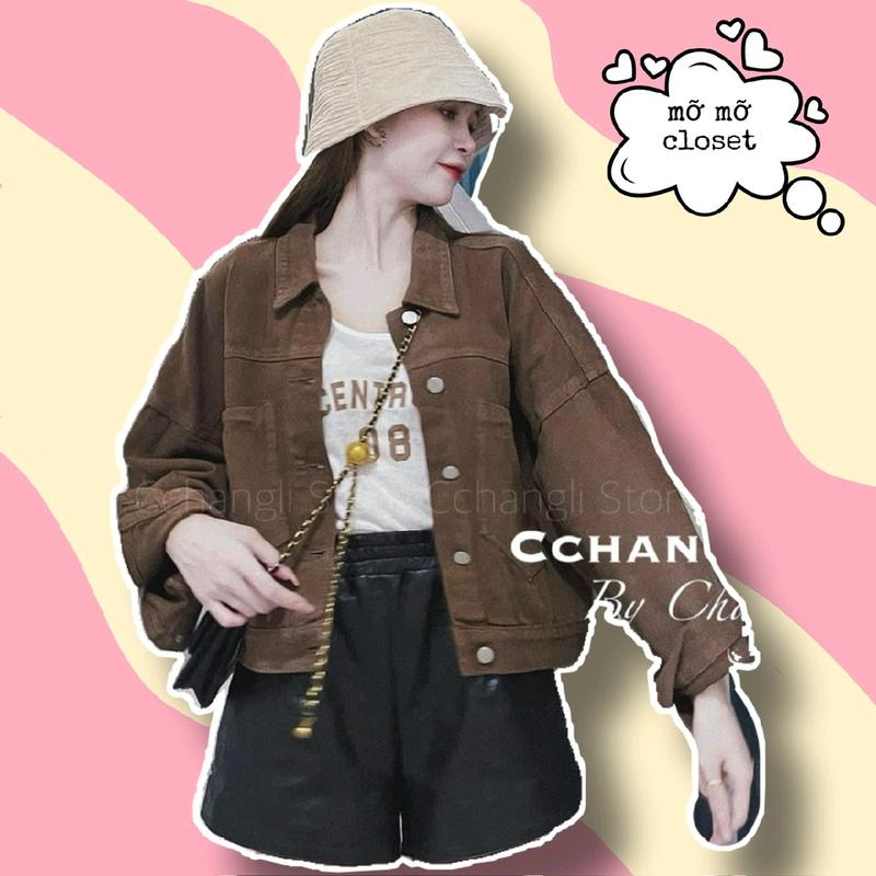 Áo khoác jean tay dài form lửng croptop có túi aj759 unisex ulzzang nam nữ Jacket Kaki