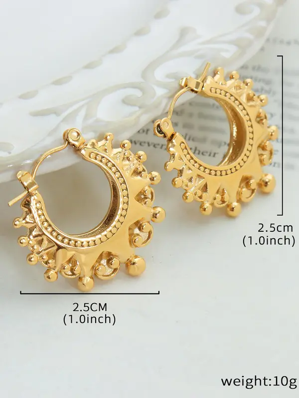 Vintage Metal Gear Hoop Earrings for Women, Summer 2024 Fashion Accessories, Girly Accessories, Stainless Steel Vintage Retro Jewelry for Party, Trendy Gorgeous Earrings As Birthday Gift for Girlfriend 1