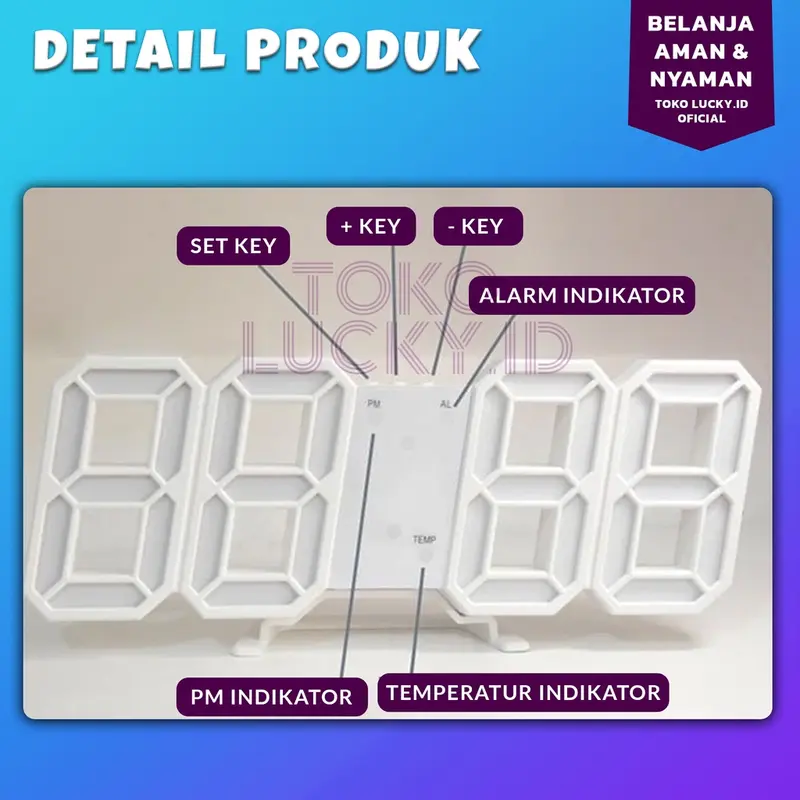 Jam Dinding Digital USB Alarm 3D 2in1 Multifungsi Gantung LED 3