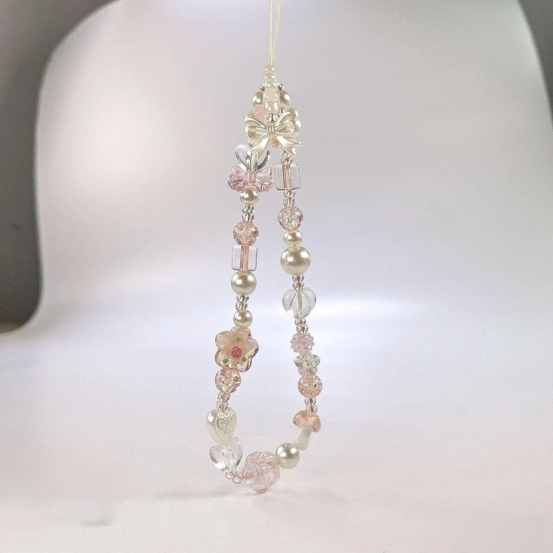 Flower Beaded Phone Chain, Cute Beaded Phone Lanyard, Fashion Phone Strap for Women & Girls, Mobile Phone Decoration Accessories