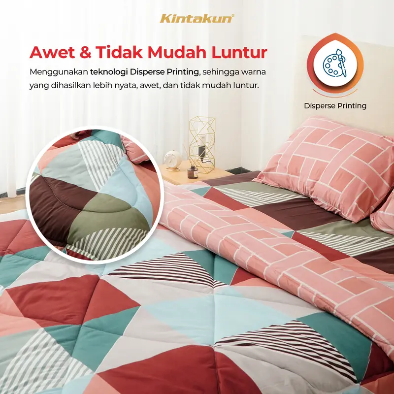 [Best Seller] - Kintakun DLUXE Bedcover Set Fitted Tinggi 25cm 160x200 / 180x200 Aesthetic Multivarian Kain Double Karet Tali Kasur Sarung Bantal 5