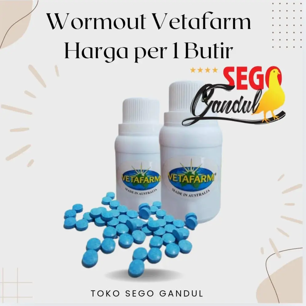 Obat Cacing Burung Merpati Wormout Vetafarm Per 1 Butir