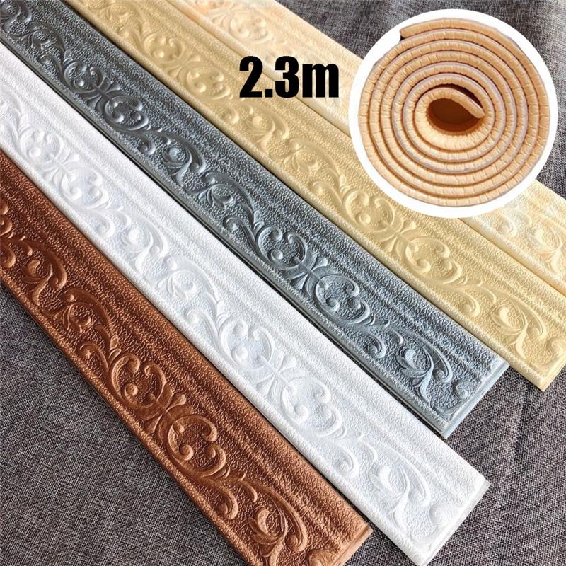  Miếng Dán Tường Xốp PE 3D Đường Trang Trí Tường Tự Dính Giấy Dán Tường Ván Chân Tường Chống Thấm Nước Viền Miếng Dán Tường Miếng Dán Trang Trí Nhà Cửa Và Phòng Ngủ 