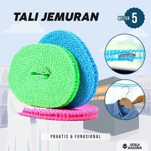 Tali Jemuran Portable 5 Meter Traveling Haji Umroh - Tali tambang untuk baju pakaian