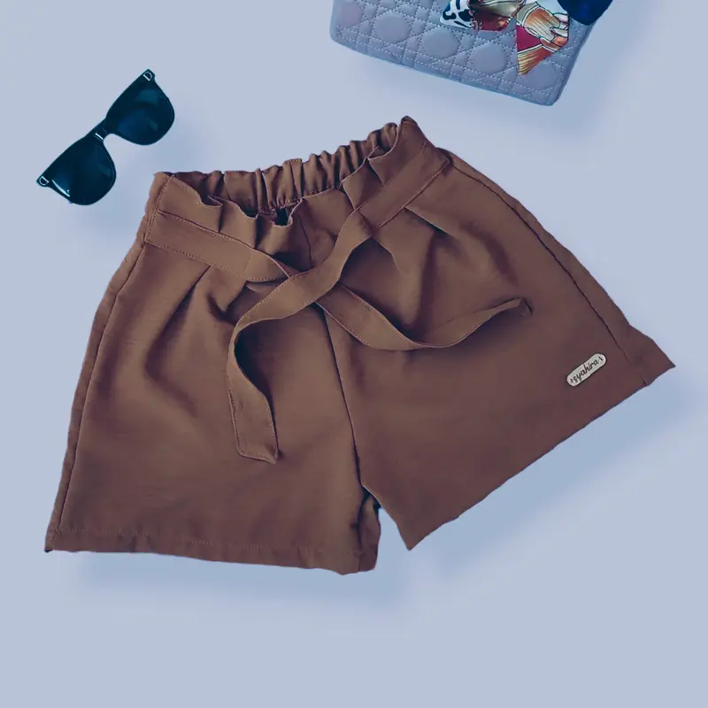 Celana pendek pita anak perempuan hotpant cringkel airflow Fashion anak perempuan usia 1 2 3 4 5 6  th tahun hitam putih milo lemon mocca pink sage denim 5