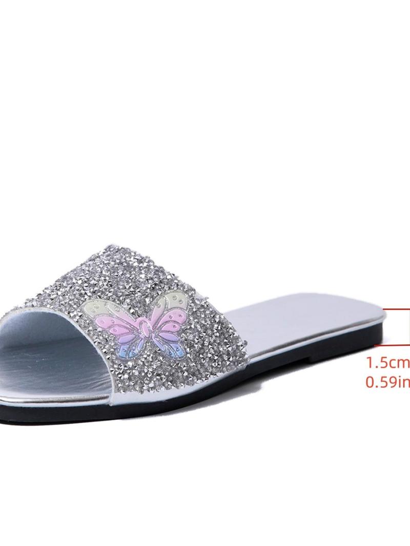 Product Introduction of Women's Fashionable Butterfly Pattern Slides, Casual Comfortable Flat Sandals for Summer, Non-slip Slides for Indoor & Outdoor Wear, Walking Shoes 4