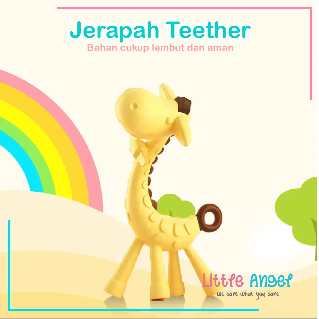 GIGITAN BAYI TEETHER Jerapah Silikon Mainan Empeng Bayi Motif Hewan Silicon Baby Toy Premium COD green pink White Yellow Biru Kids