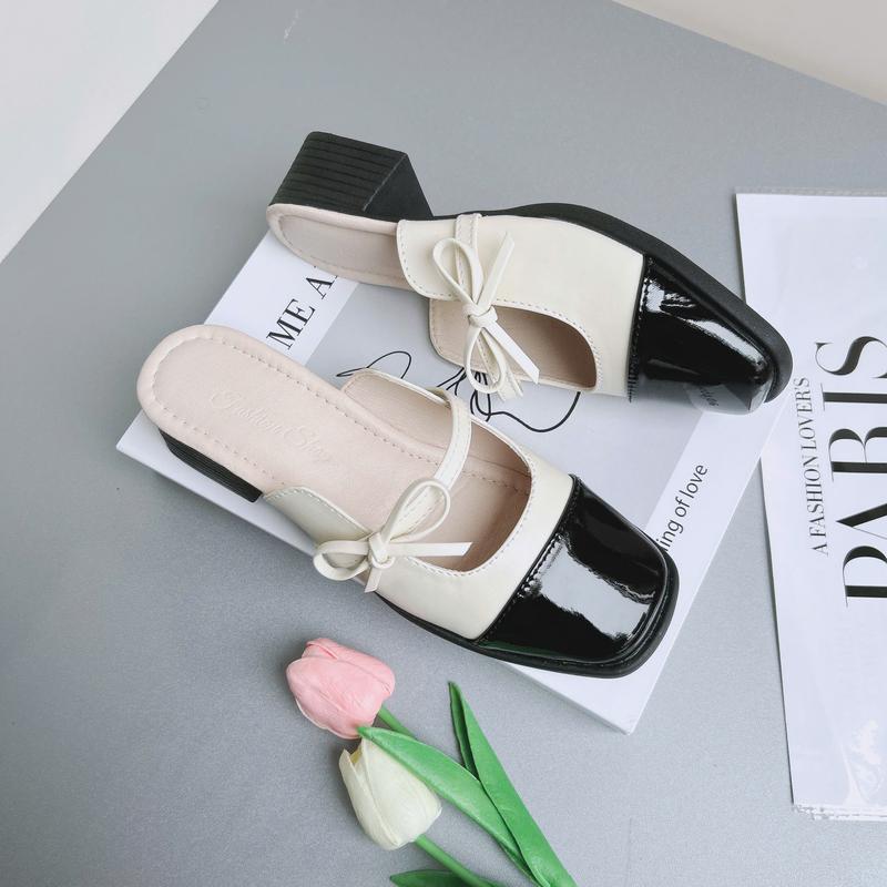  Sục Nữ Đế Cao 4P Mũi Vuông Đính Nơ Nhỏ Hottrend 2025 Mã V232 - Da Nhân Tạo Gót Vừa Chống Nước Chống Trượt 